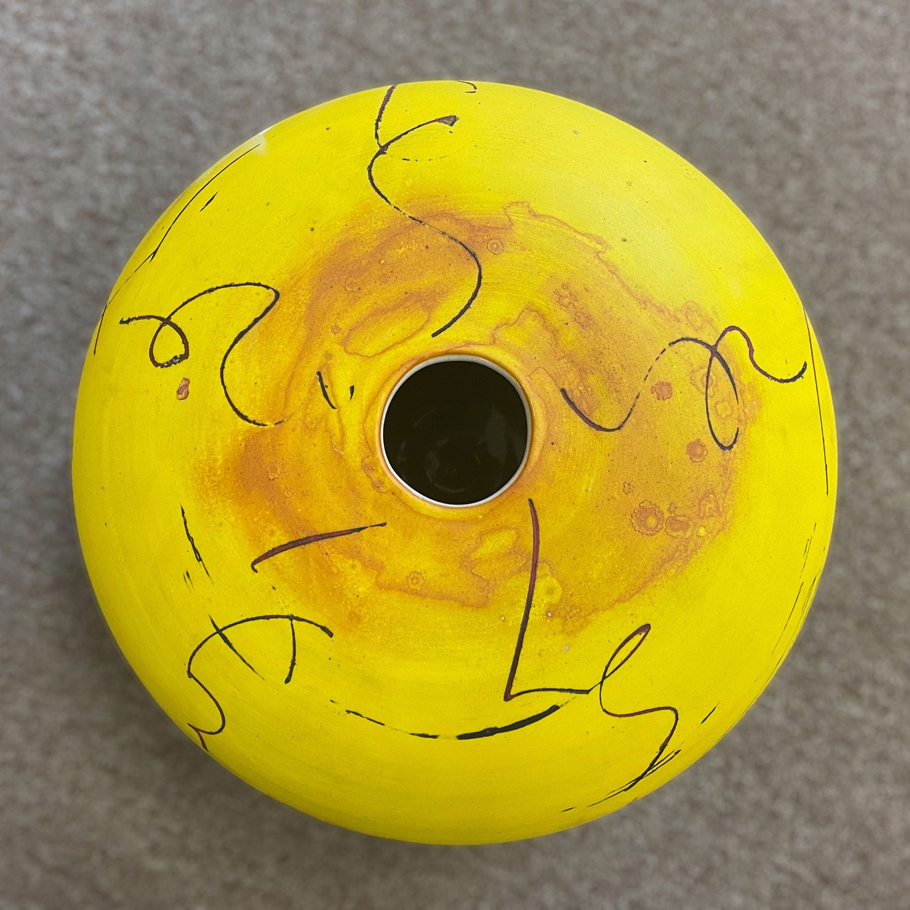 Yellow Ceramic Sphere Vase by David Ernster