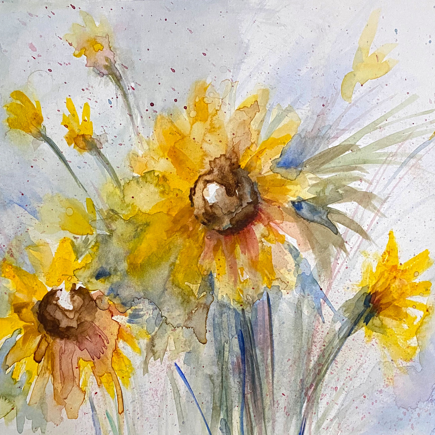 Sunflowers by Tif Does Art Watercolor Example