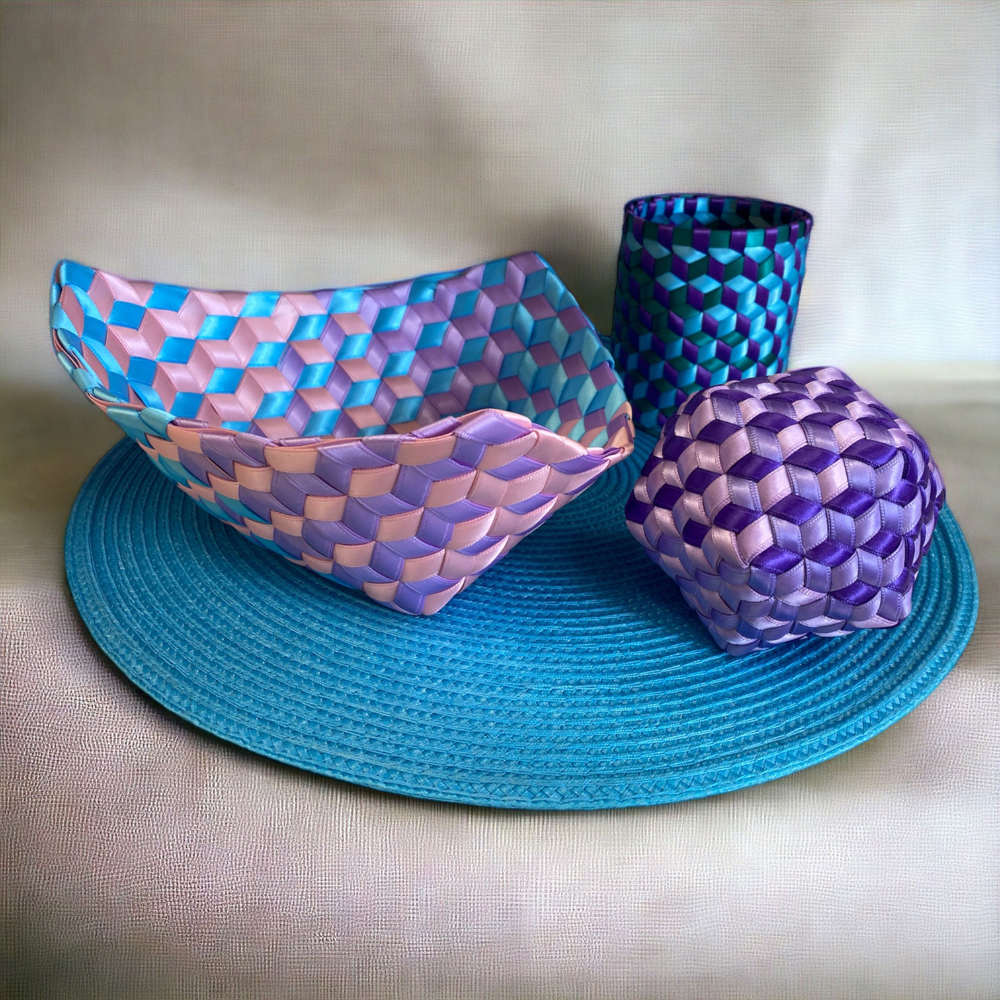 Woven Ribbon Baskets by Peggy Thrasher